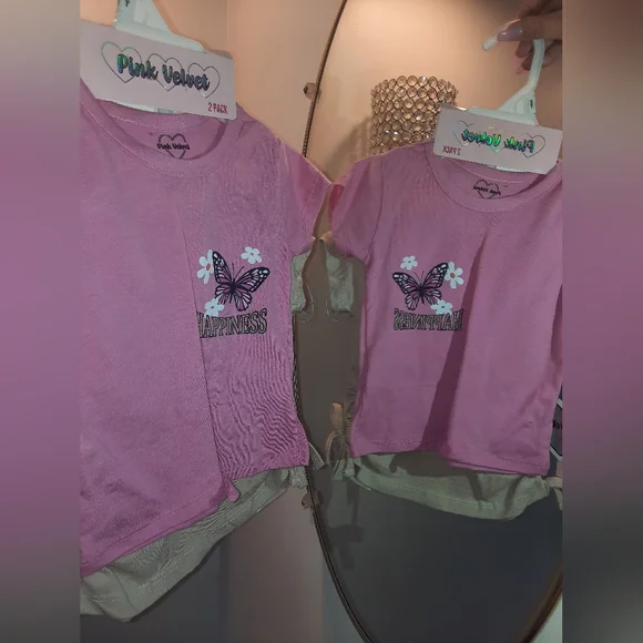 Pink Velvet Butterfly Sequin T-Shirt Pack - Picture 2 of 6